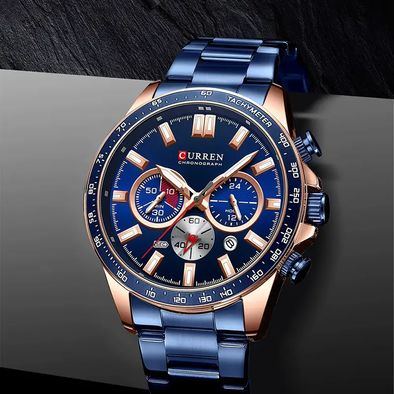 Curren Luxury Sport Blue Dial Men's Watch- 8418